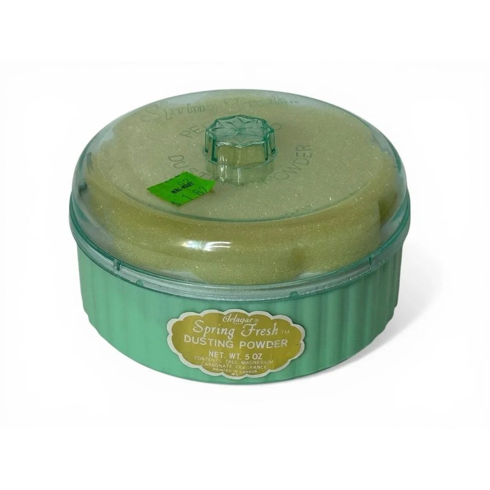 Delagar‎ Belcam Vintage Spring Fresh Dusting Powder Mint Green Box Unopened
